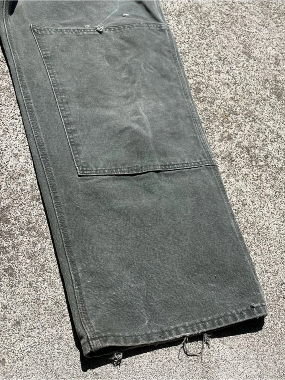 VTG Carhartt R06 MOS Canvas Bib Overalls 40x30 Double Knee Green Union Made USA - Picture 10 of 16